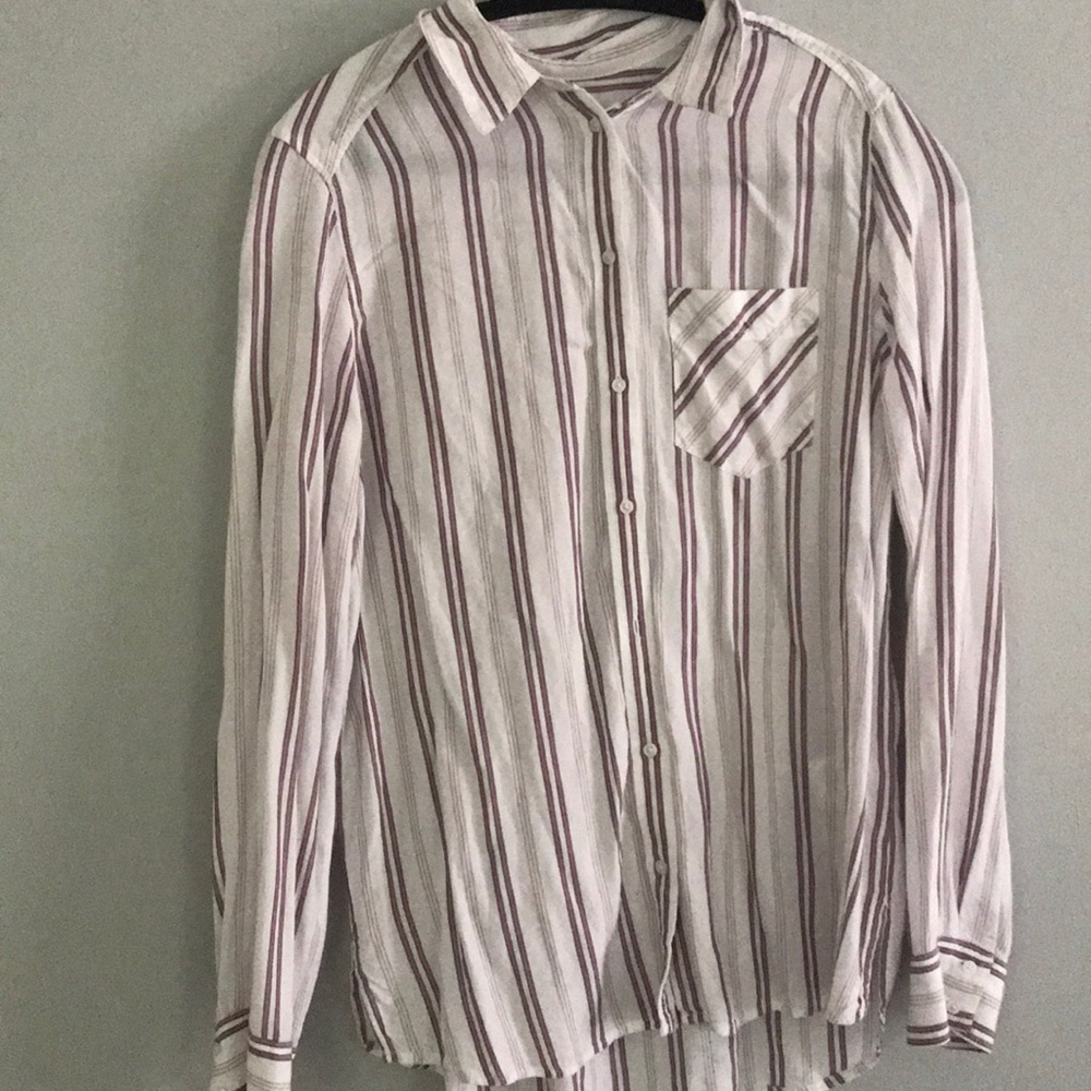 striped button up shirt